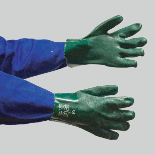 PVC TEXTURED PEBBLE GLOVE - 27CM DARK GREEN