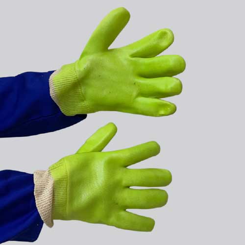 PVC MEDIUM WEIGHT GLOVE - GREEN KNIT WRIST