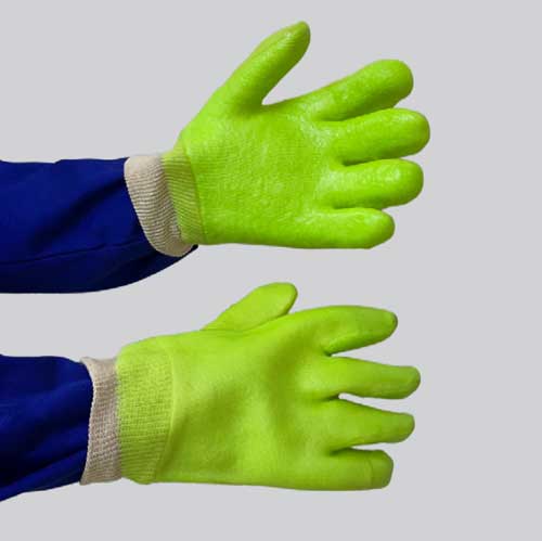 PVC HEAVY WEIGHT GLOVE - GREEN TERRY PALM KNIT WRIST