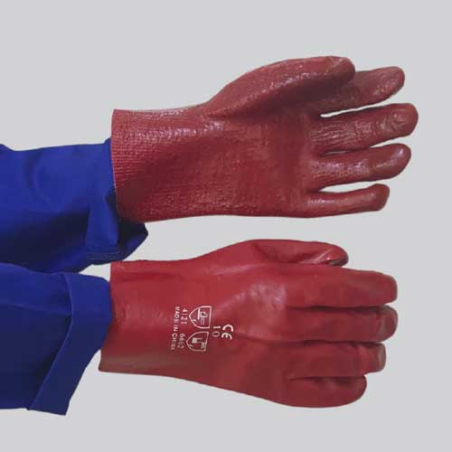 PVC HEAVY WEIGHT GLOVE - RED 27CM