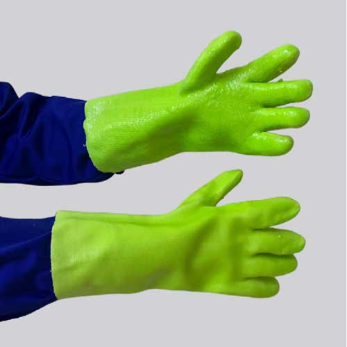 PVC HEAVY WEIGHT GLOVE - GREEN TERRY PALM 40CM