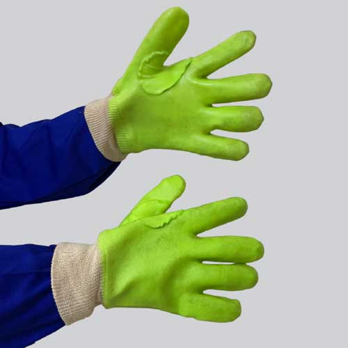 PVC MINING GREEN GLOVE - HI-VIZ REINFORCED KNIT WRIST