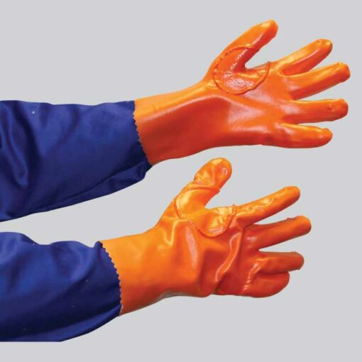 PVC ORANGE MINERS GLOVE - HI-VIZ REINFORCED 27CM