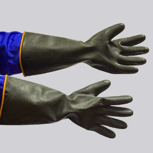 BLACK RUBBER CHEMICAL GLOVE - SMOOTH FINISH 40CM