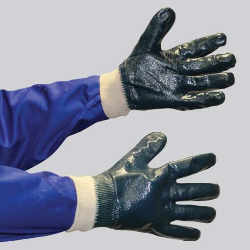 NITRILE CHEMICAL GLOVE - BLUE KNIT WRIST