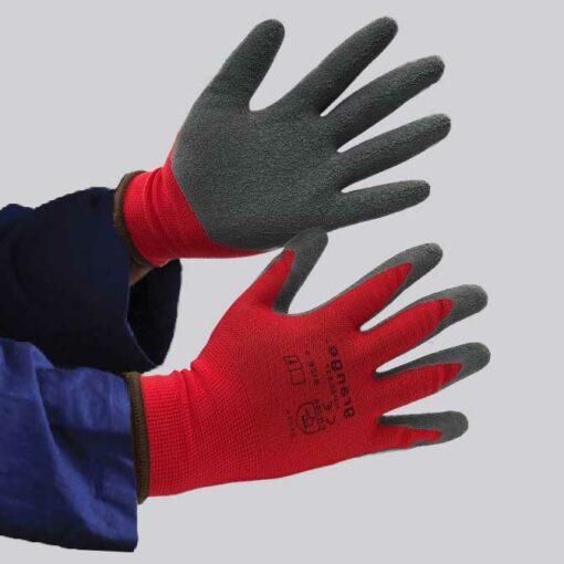 ROUGH LATEX GREY/RED KNIT WRIST GLOVE