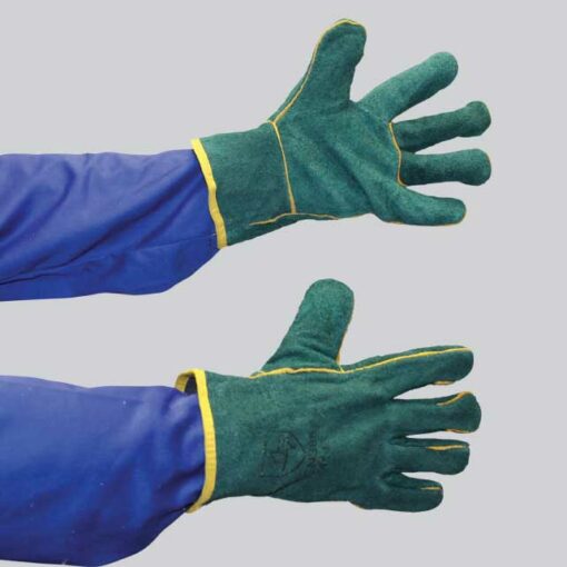 GREEN LINED LEATHER GLOVE - WRIST LENGTH