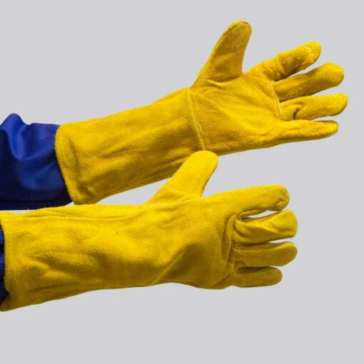 YELLOW LINED SUPERIOR LEATHER GLOVE - ELBOW LENGTH