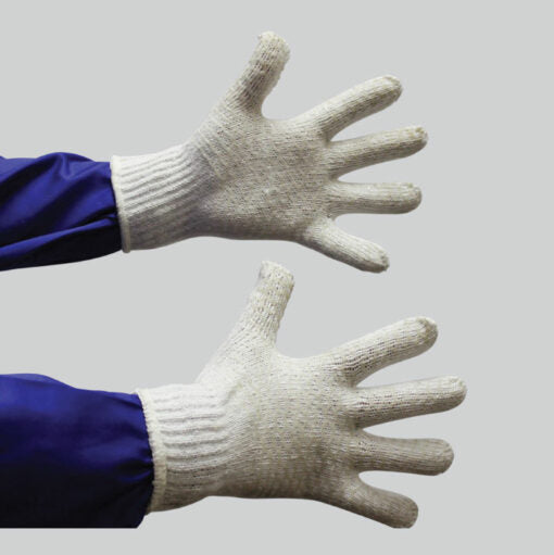 COTTON GLOVE - CLEAR PVC X-CROSS GRIP